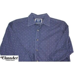 Charles Tyrwhitt Dress Shirt Slim Fit Long Sleeve Blue Polka Dot Mens Medium